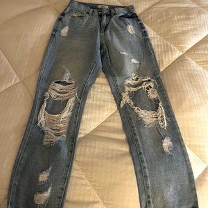 JBD ripped light wash mom jeans